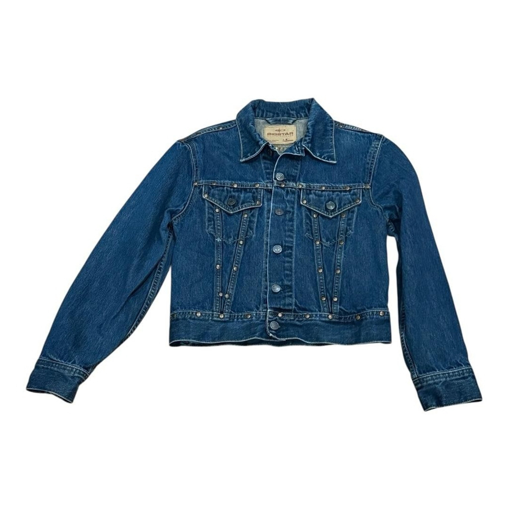 Big Star Denim Jacket Womens Medium Blue Jean Trucker Rivet Studded Stone Wash
